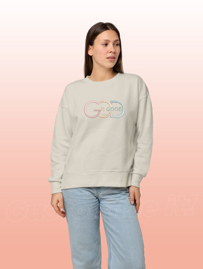 Unisex "God is Good text" color embroidered Crewneck / Swetshirt