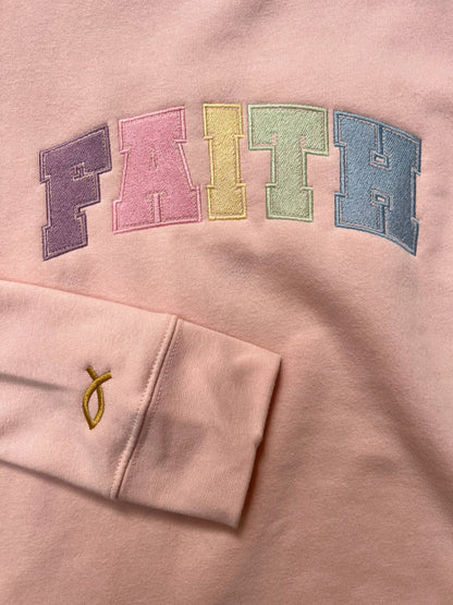 Unisex "Faith text" color embroidered Crewneck / Swetshirt