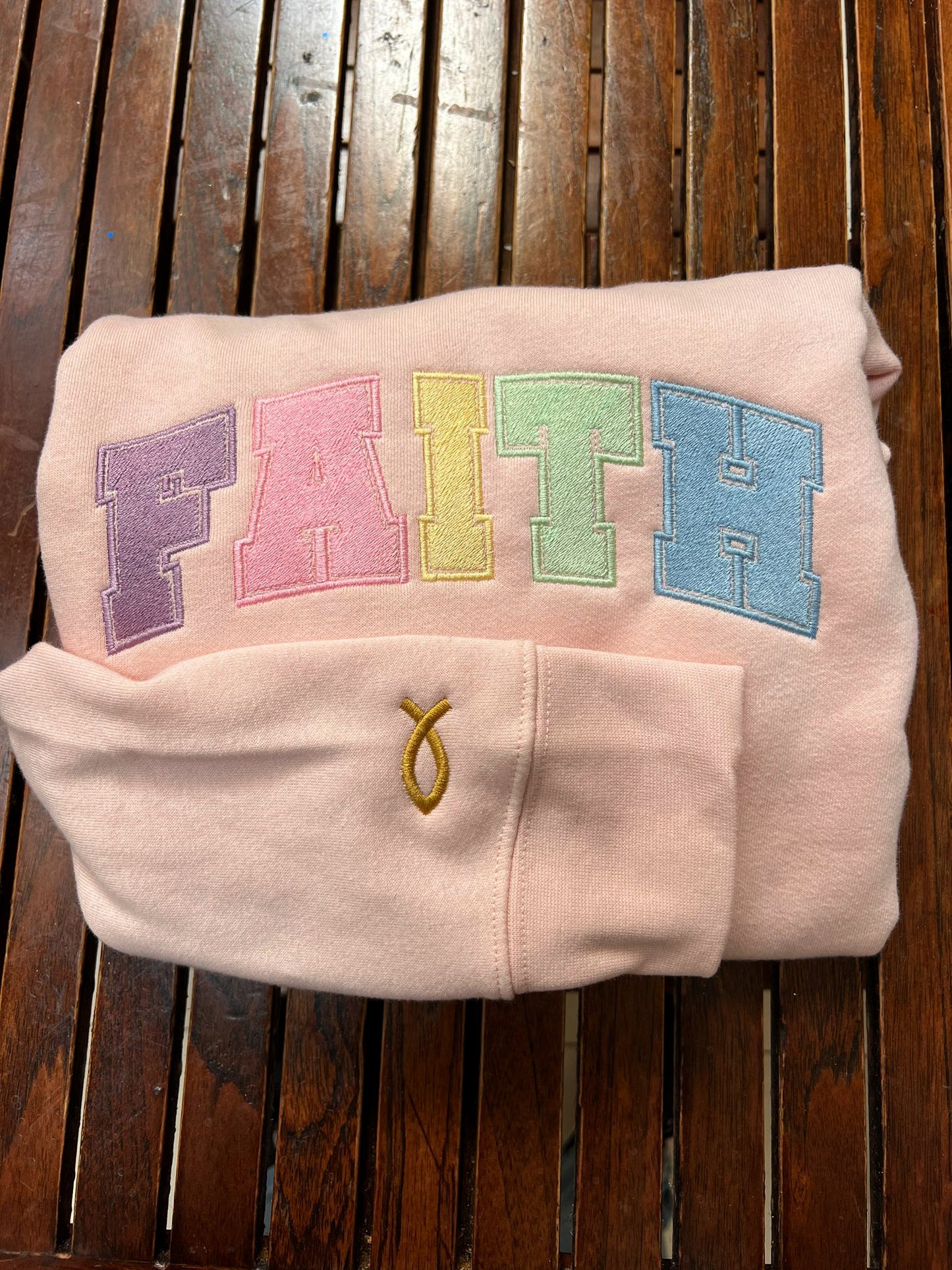 Unisex "Faith text" color embroidered Crewneck / Swetshirt