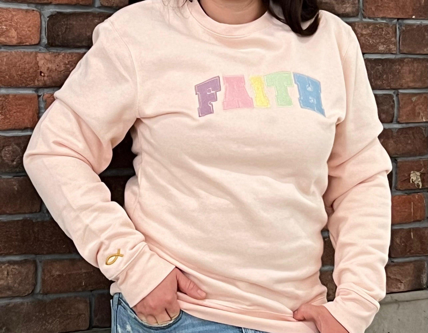 Unisex "Faith text" color embroidered Crewneck / Swetshirt