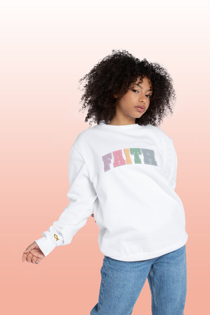 Unisex "Faith text" color embroidered Crewneck / Swetshirt