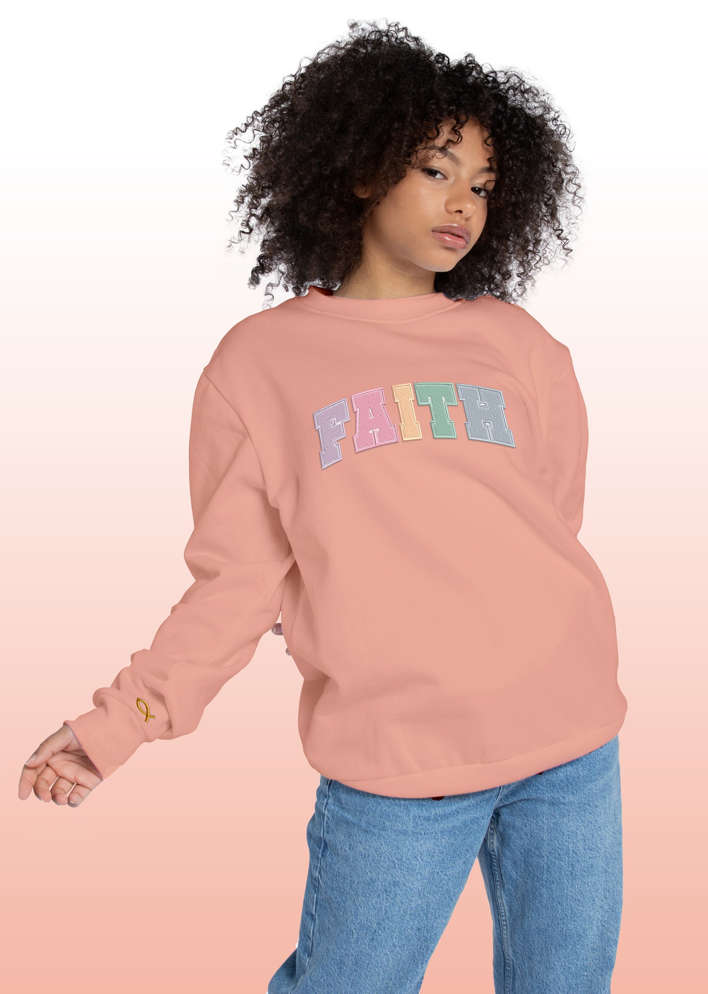 Unisex "Faith text" color embroidered Crewneck / Swetshirt